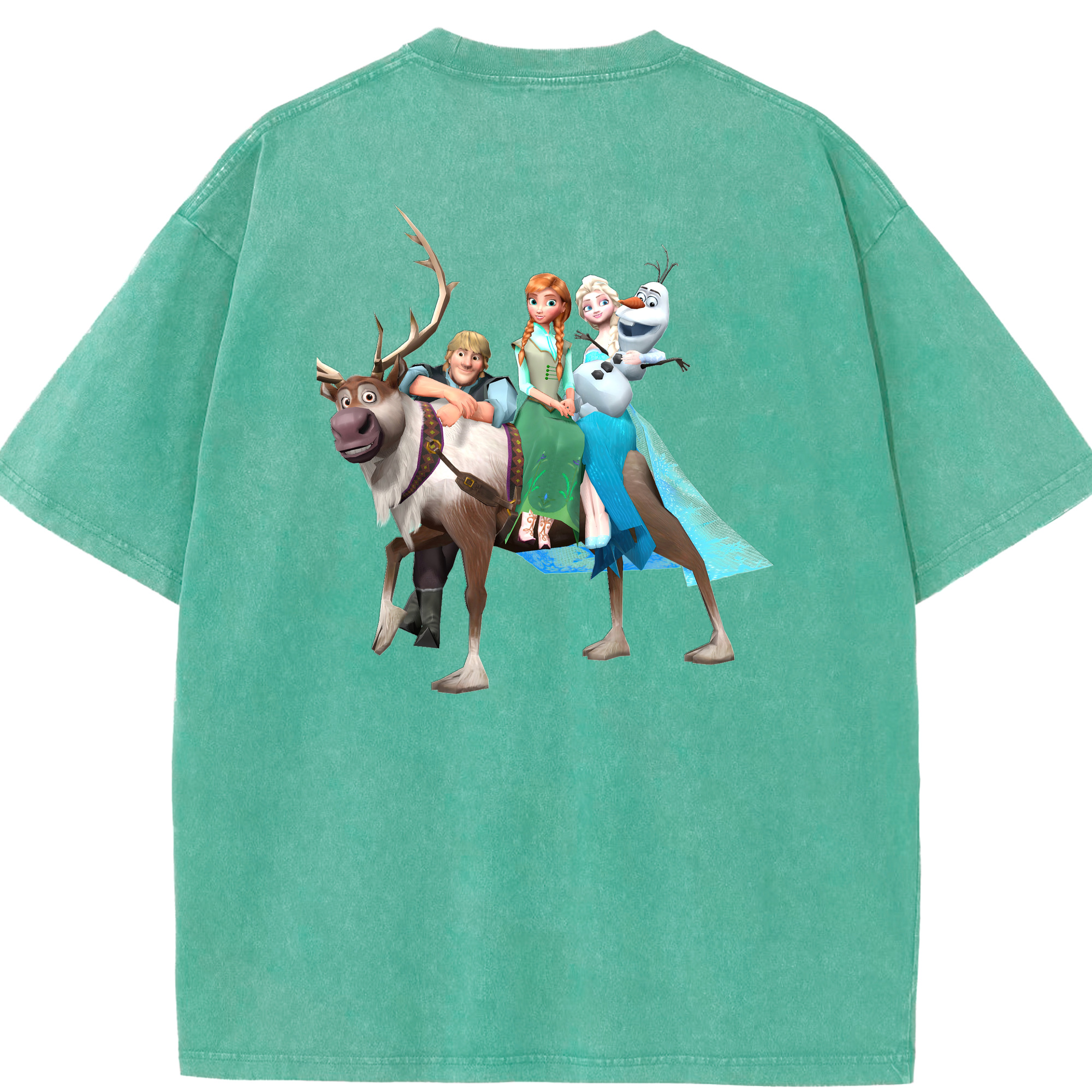（画像用） アナと雪の女王 アンナ エルサ Frozen Anna Elsa 綿100% ヴィンテージ風 半袖Tシャツ（背面プリント）